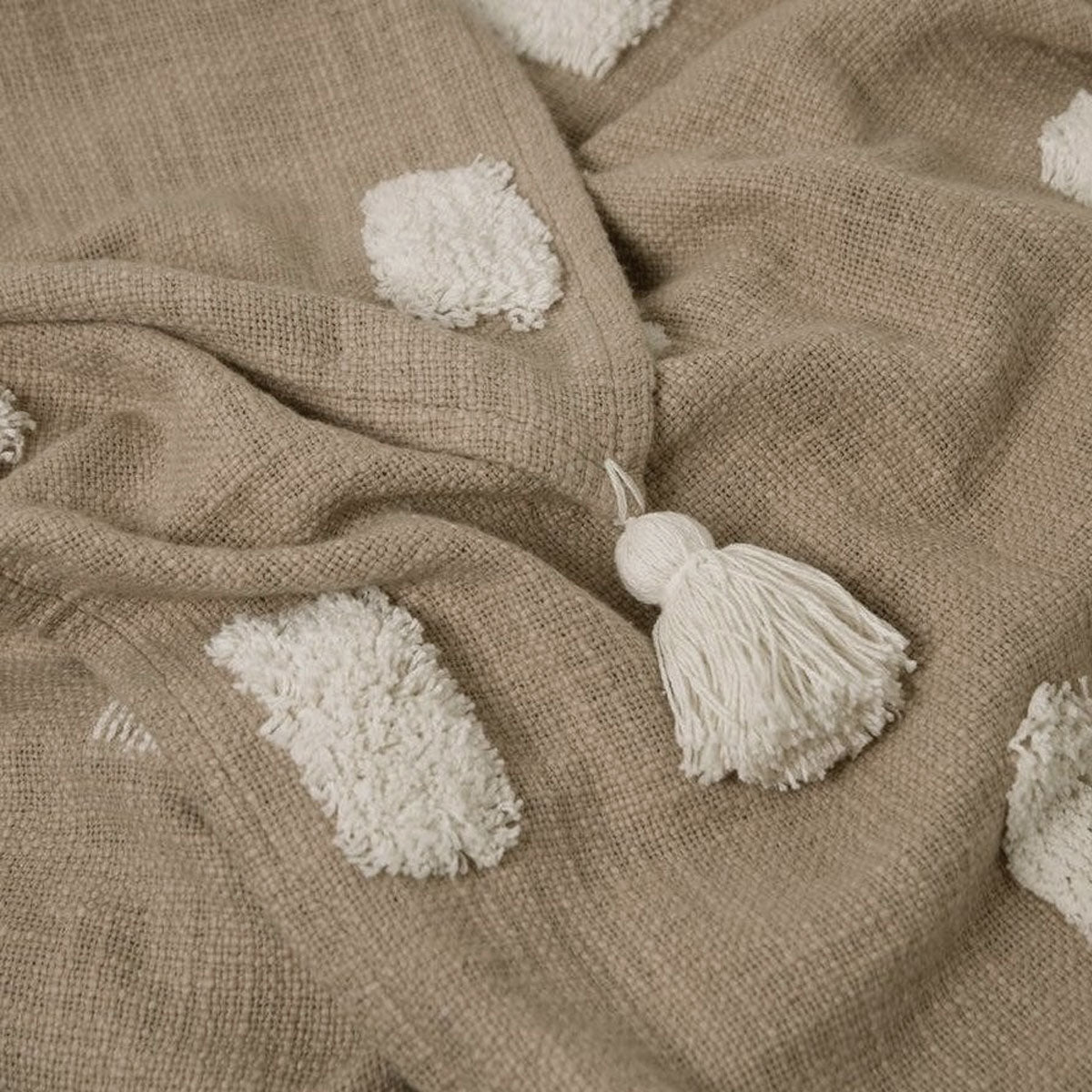 100% Cotton Textured Throw - Sandstone & Ivory - STripleB