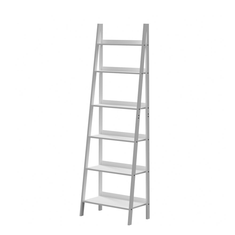 White 6 Tier Corner Ladder Shelf Display Rack