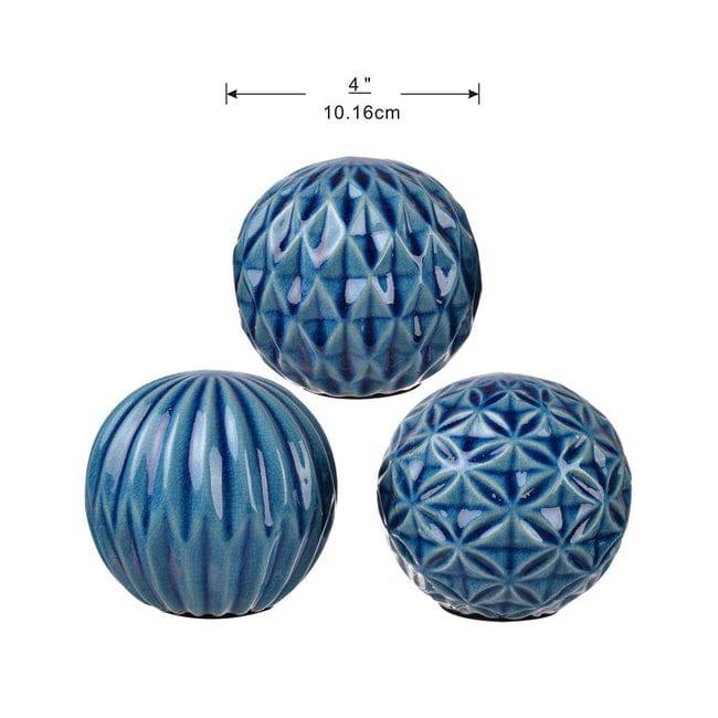 Set of 3 Blue Marbleized Balls - STripleB