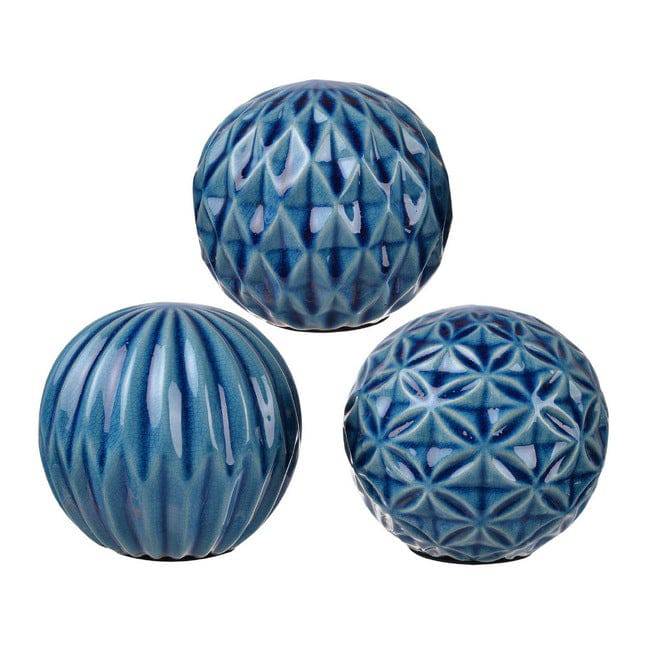 Set of 3 Blue Marbleized Balls - STripleB