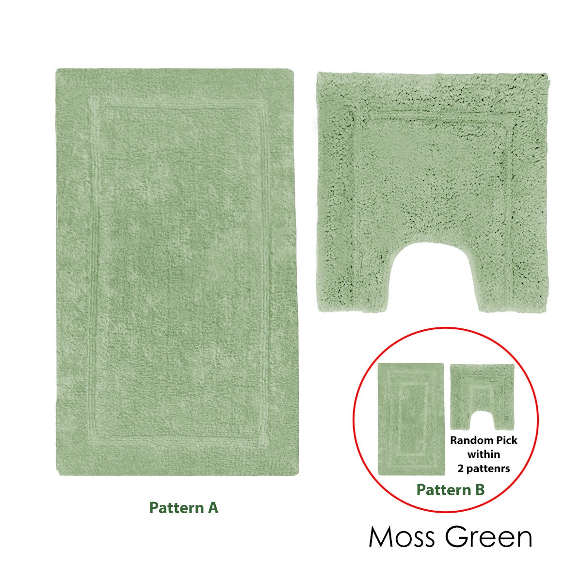 2200GSM 2 Pce Axel 100% Cotton Bath Mat Set Moss Green - STripleB