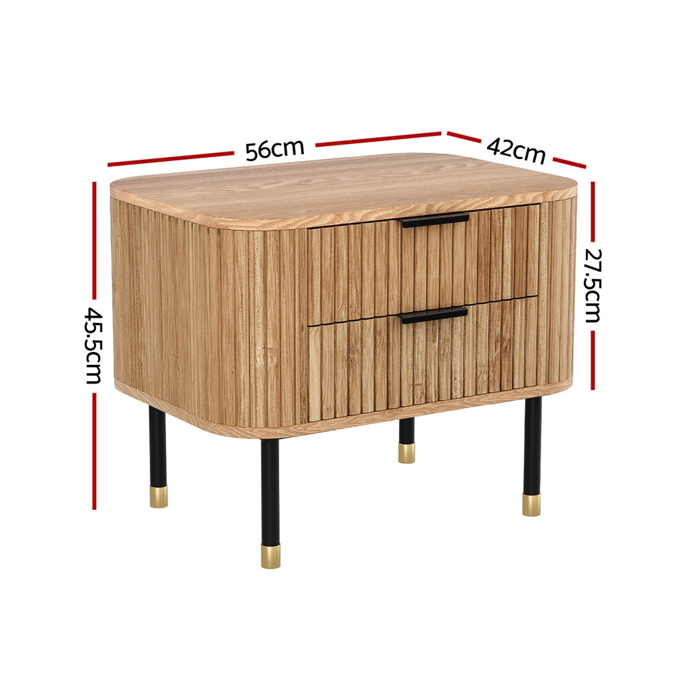 2 - Bedside Drawers - Paulownia Wood Pine - dimensions - STripleB