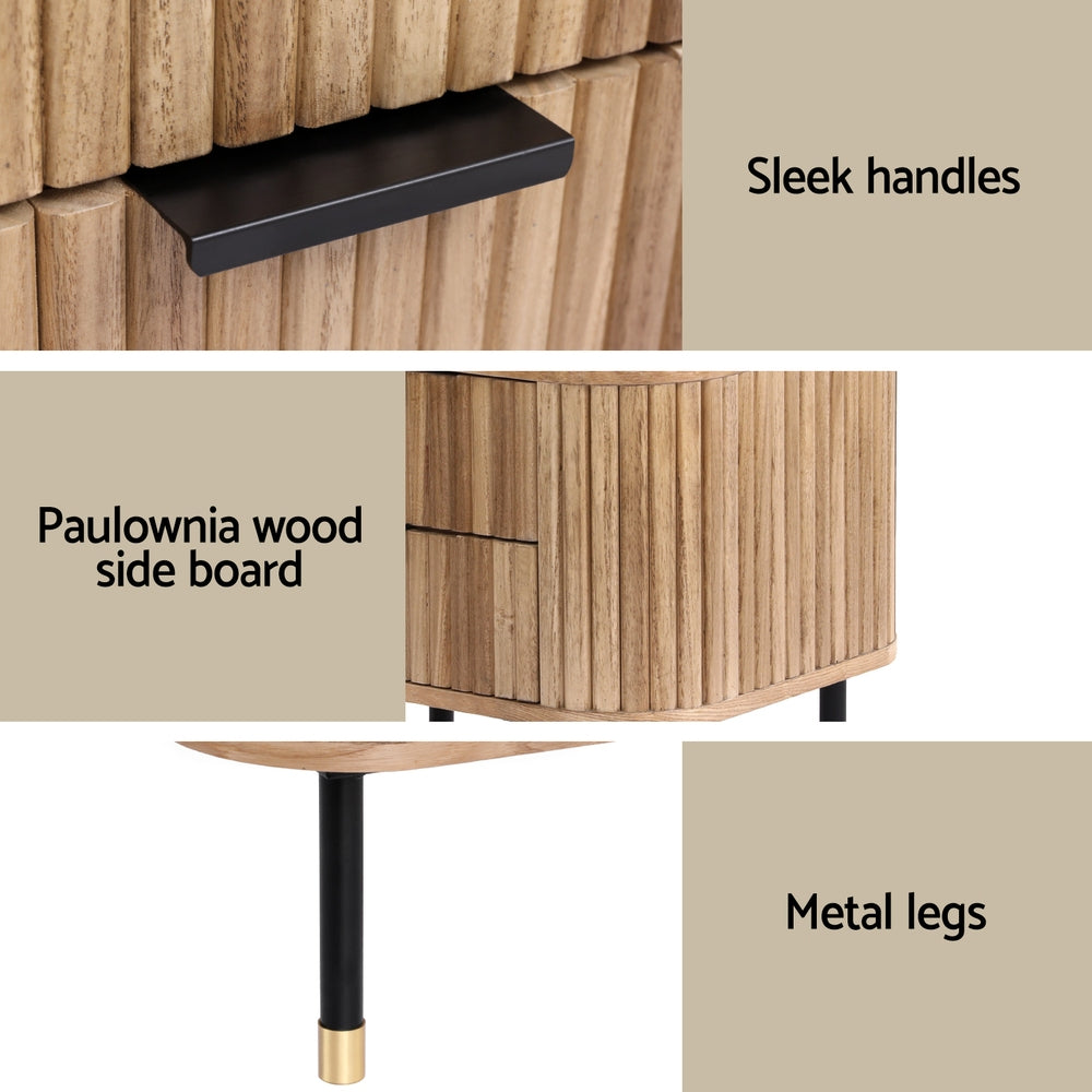 2 - Bedside Drawers - Paulownia Wood Pine x 3 - STripleB