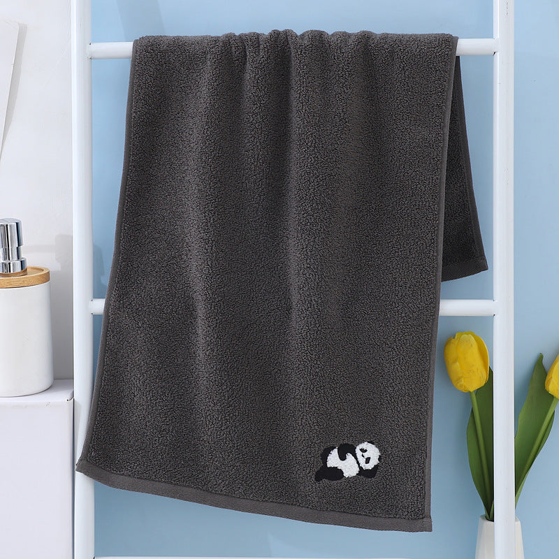 2 Pcs Dark Grey Panda Print Soft Cotton Hand Towel, Super Absorbent Mini Towels, 34x75cm - STripleB