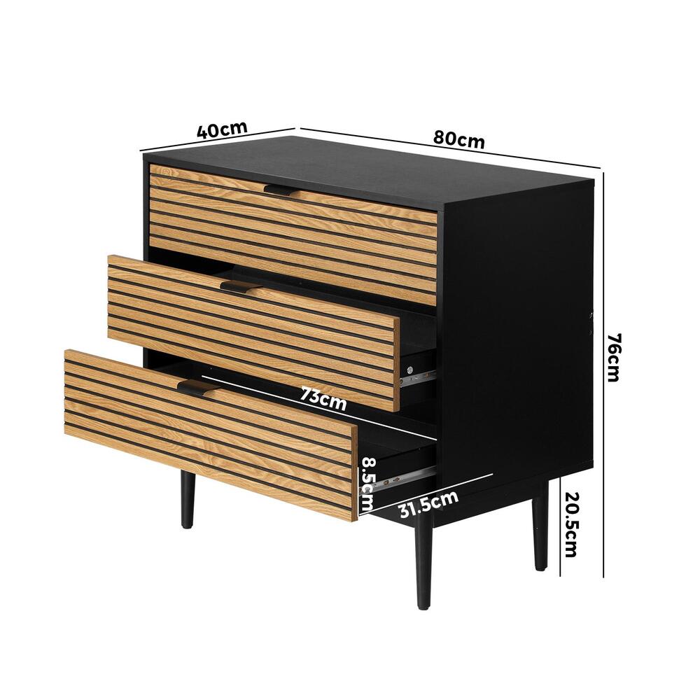 Chest of Drawers 3-Drawer Dresser Table Lowboy - STripleB