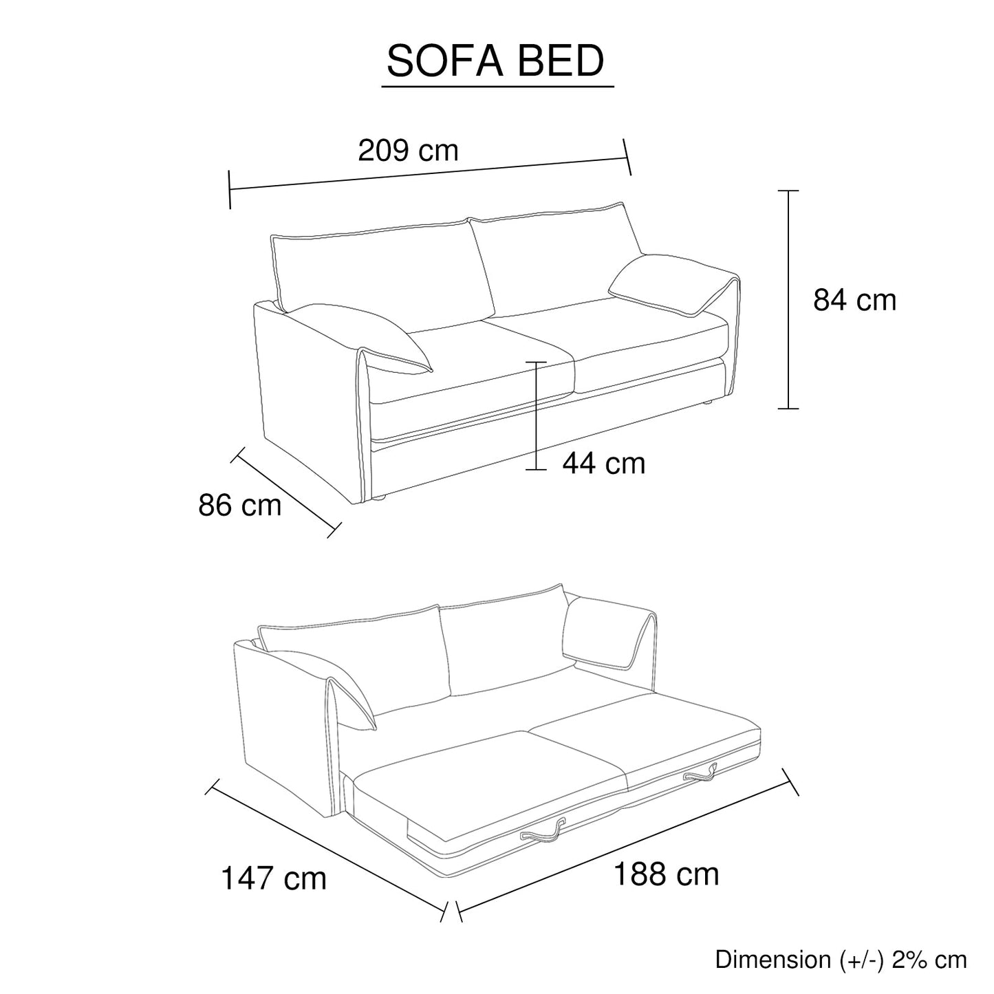 3-Seater - Multifunctional Sofa Bed - STripleB