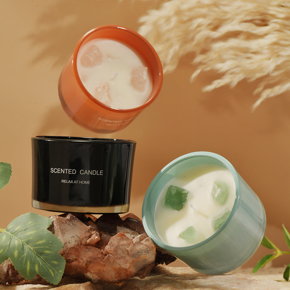 3 PCS - Macaron Crystal Stone Scented Candle Set - Misty Morning - STripleB