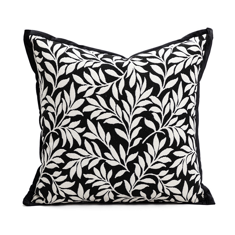 45*45cm Leaves Triangle Elegant Two-Piece INS-Style Jacquard Pillow Covers - Black & White Sofa Decor - STripleB