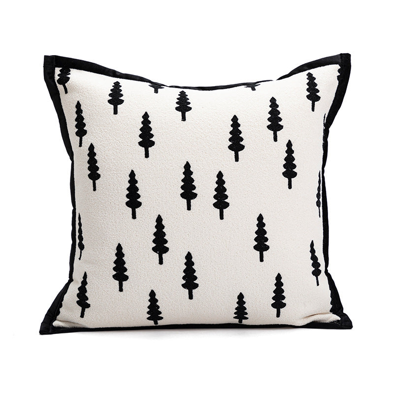 45*45cm Trees Triangle Elegant Two-Piece INS-Style Jacquard Pillow Covers - Black & White Sofa Decor - STripleB