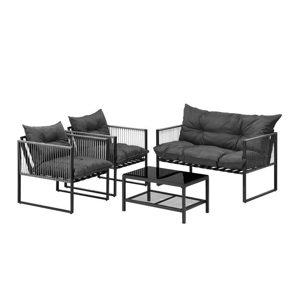 4 Piece Outdoor Furniture Set Grey - STripleB