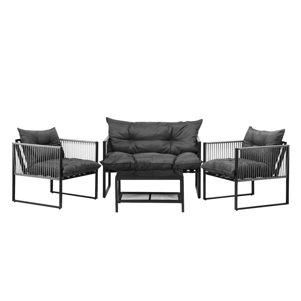 4 Piece Outdoor Furniture Set Grey - STripleB