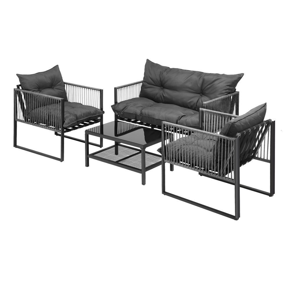 4 Piece Outdoor Furniture Set Grey - STripleB