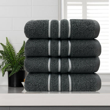 4 pcs - Cotton Face Washer Set - Charcoal - STripleB
