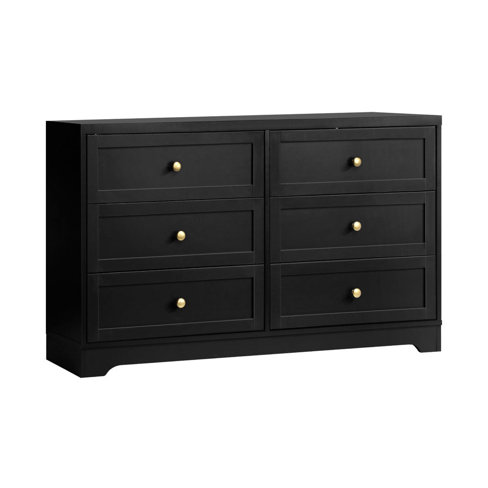 6 Drawer Chest of Drawers Black - STripleB