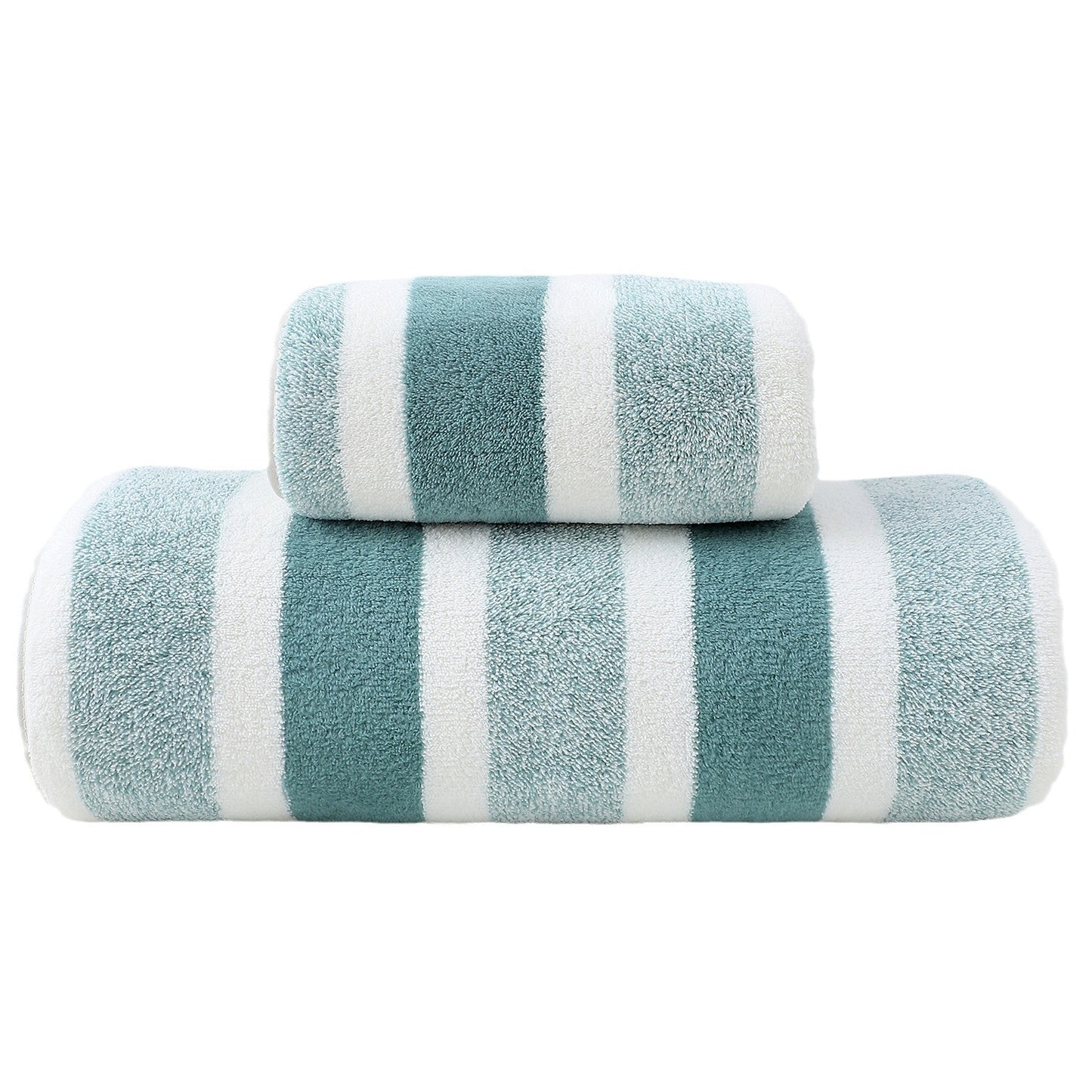 6 Piece Set - Luxury Cotton Green Wide Stripe Towel Set - STripleB