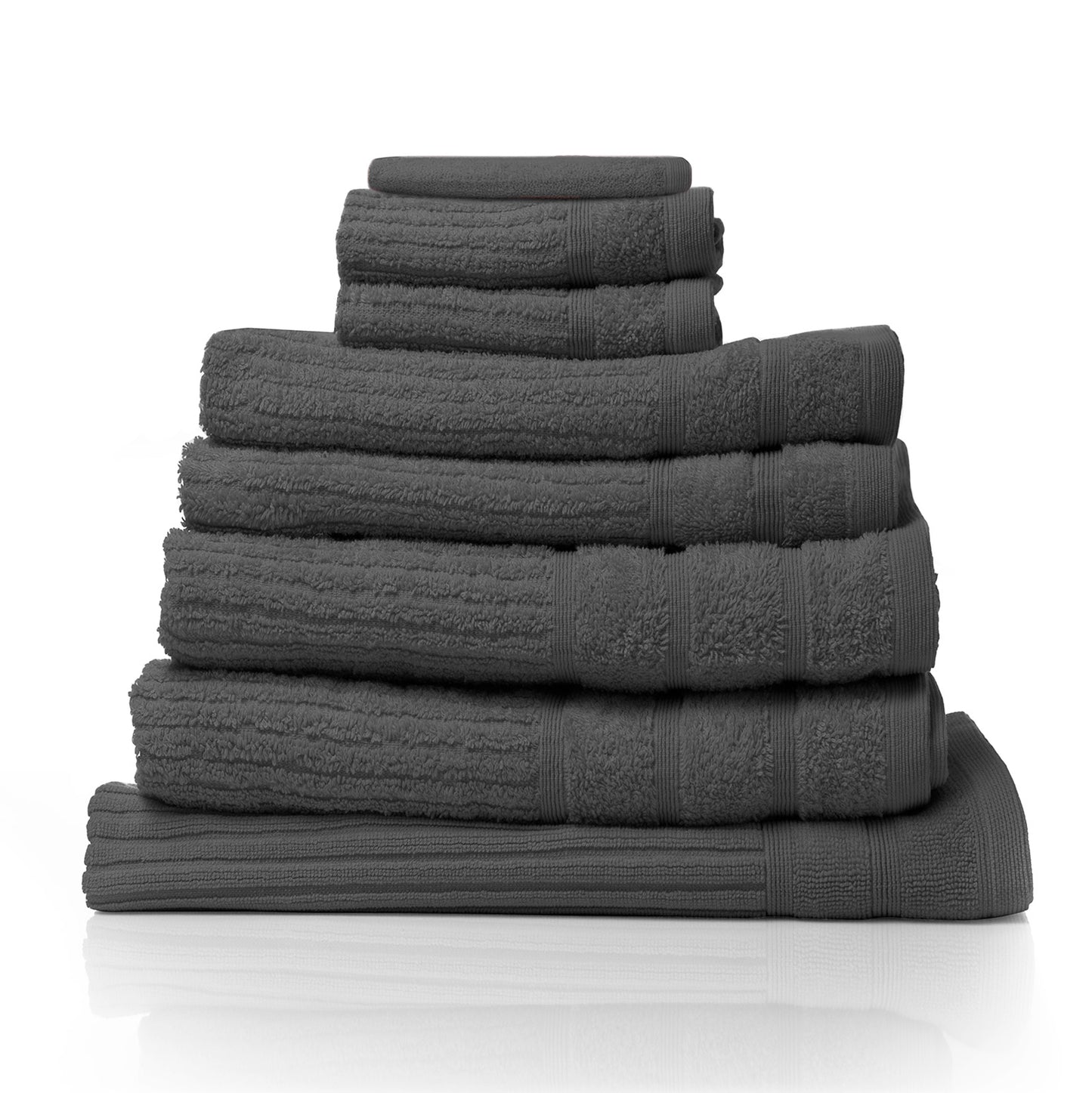 8 PCS x Egyptian Cotton 600GSM Luxury Bath Towels Set - Granite - STripleB