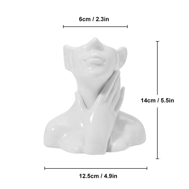 Modern Simple Ceramic Human Face Flower Vase Human Head Plant Flower Pot Nordic Art Flower Creative Vase Home Living Room Decor - STripleB