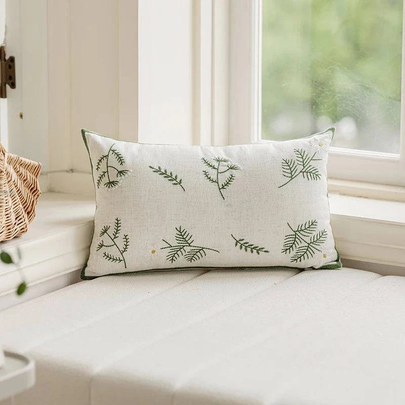 Embroidered Green Leaves Cushion Covers - STripleB
