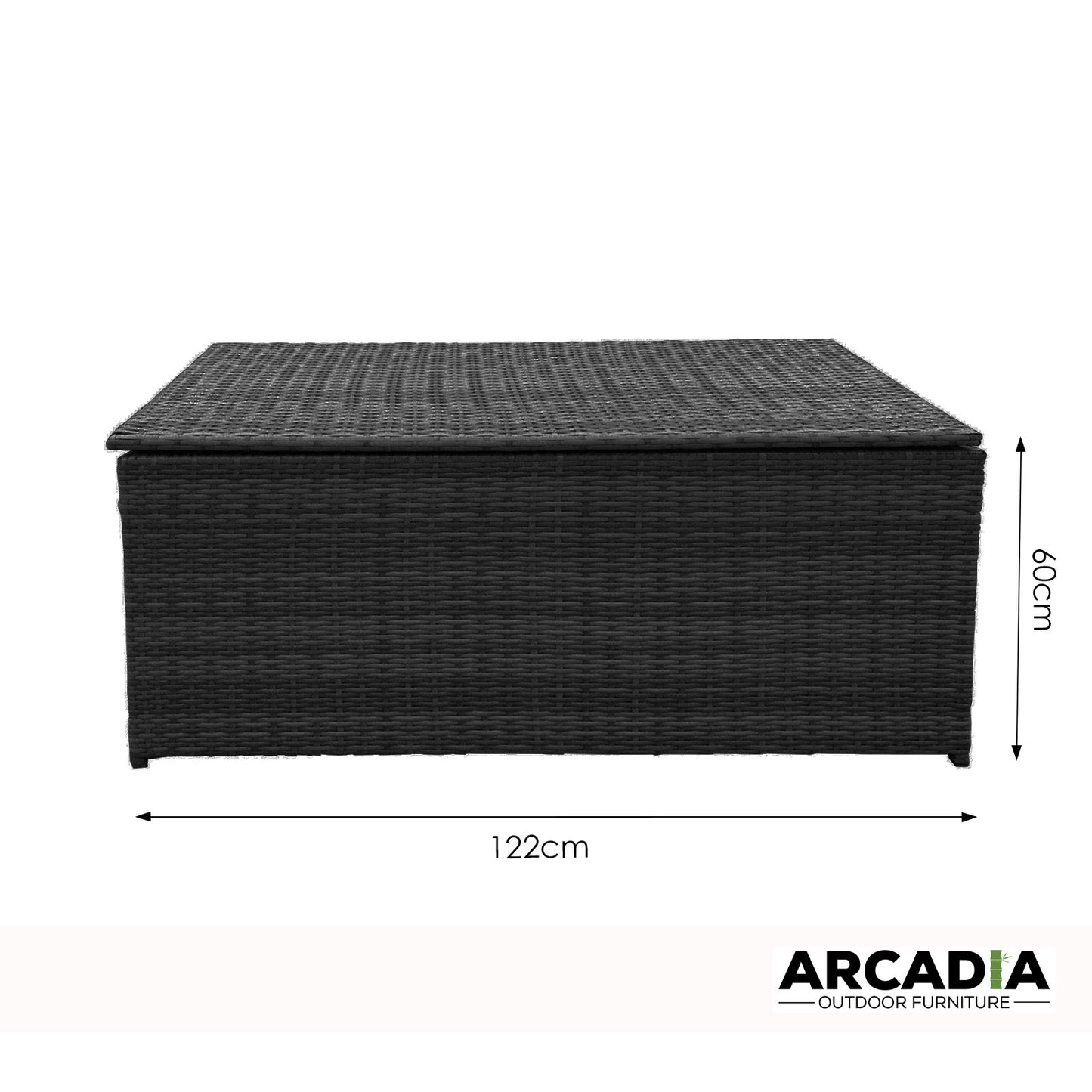 Arcadia Furniture Outdoor Rattan Storage Box - Black - STripleB