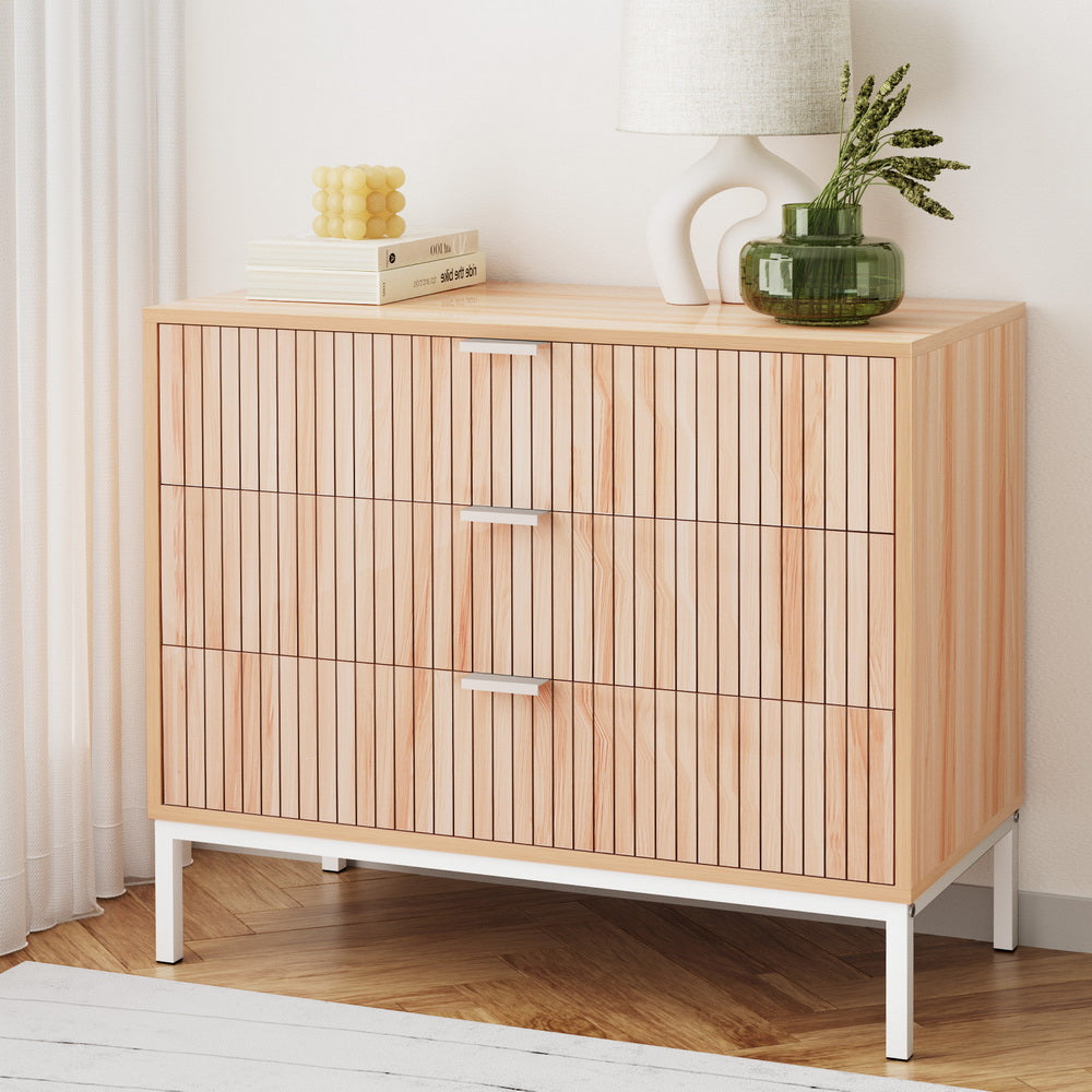 Artiss - 3 Chest of Drawers - LURA Pine - STripleB