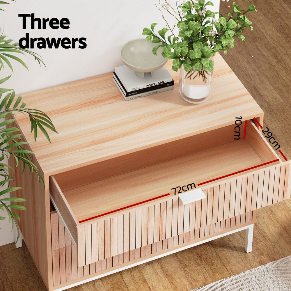 Artiss - 3 Chest of Drawers - LURA Pine - STripleB