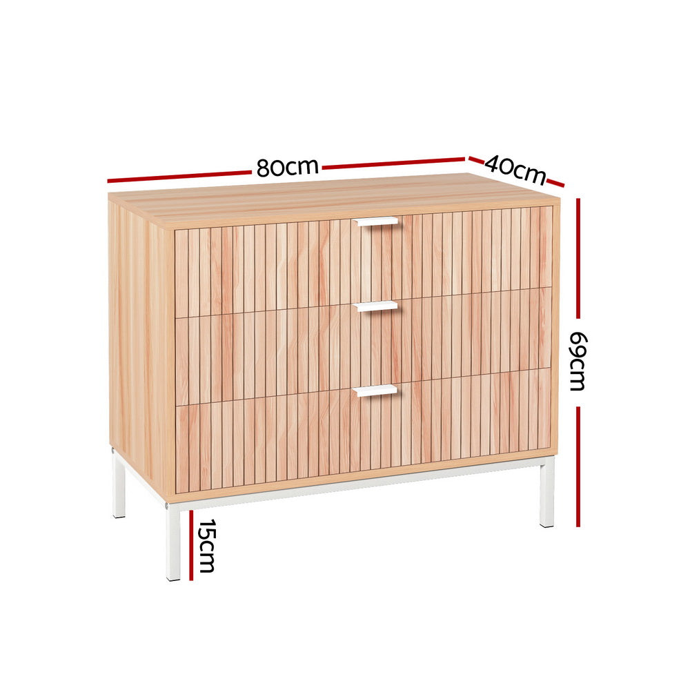 Artiss - 3 Chest of Drawers - LURA Pine - dimensions - STripleB