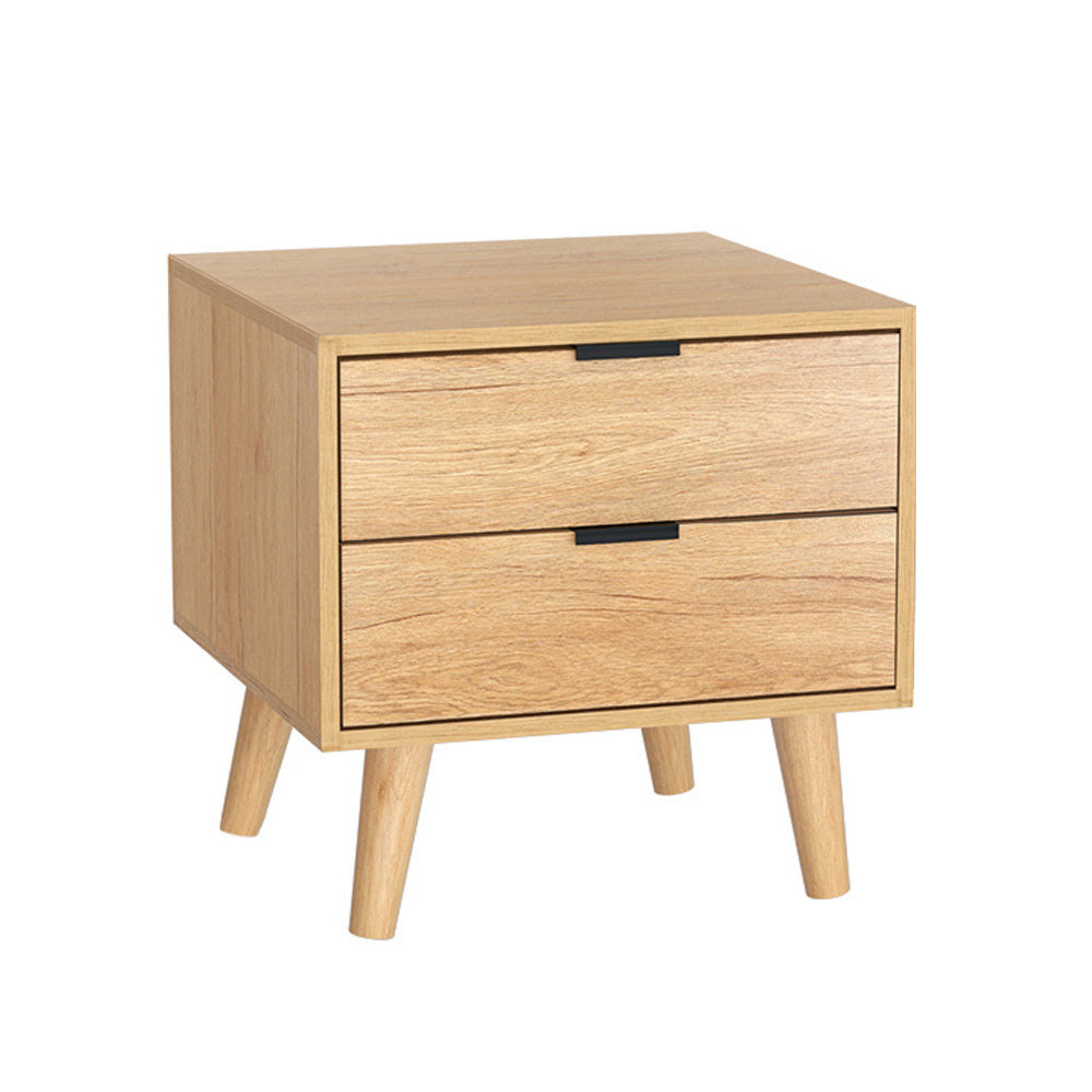 Artiss - Bedside Table 2 Drawers - Pine x 2 - STripleB
