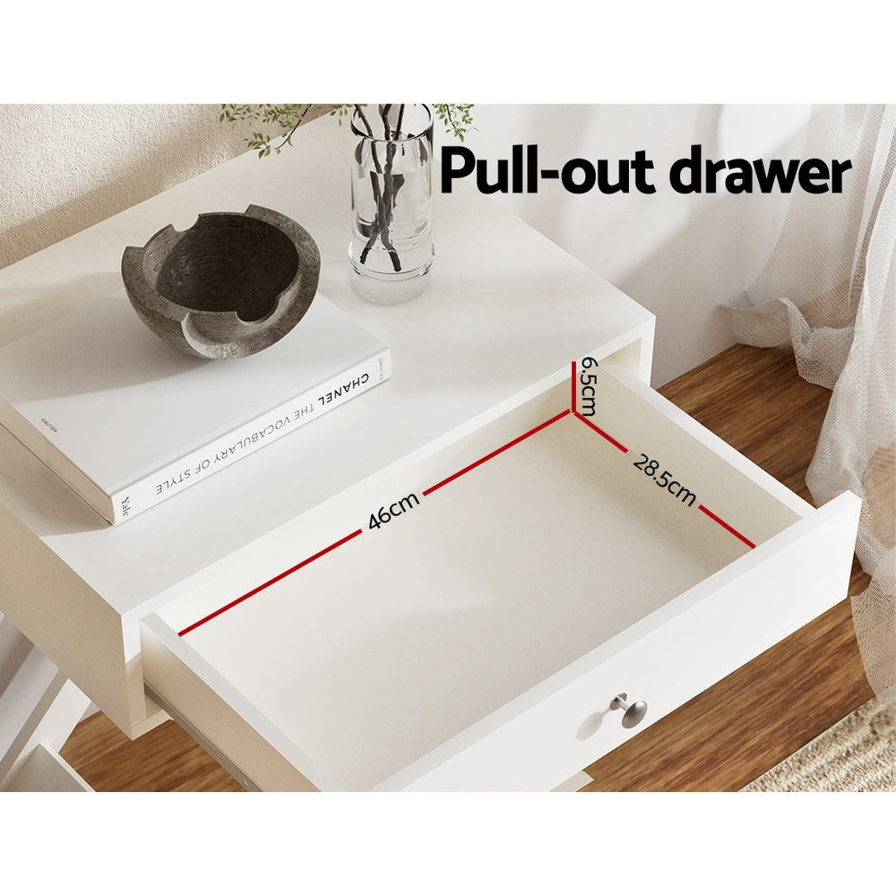 Artiss - Bedside Table Drawers - White -pull-out drawer view - STripleB