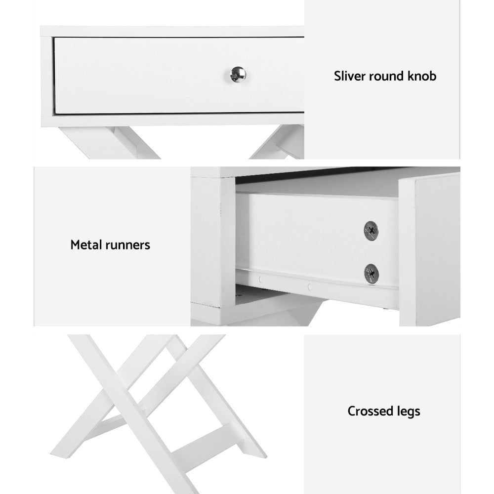 Artiss - Bedside Table Drawers - White - STripleB