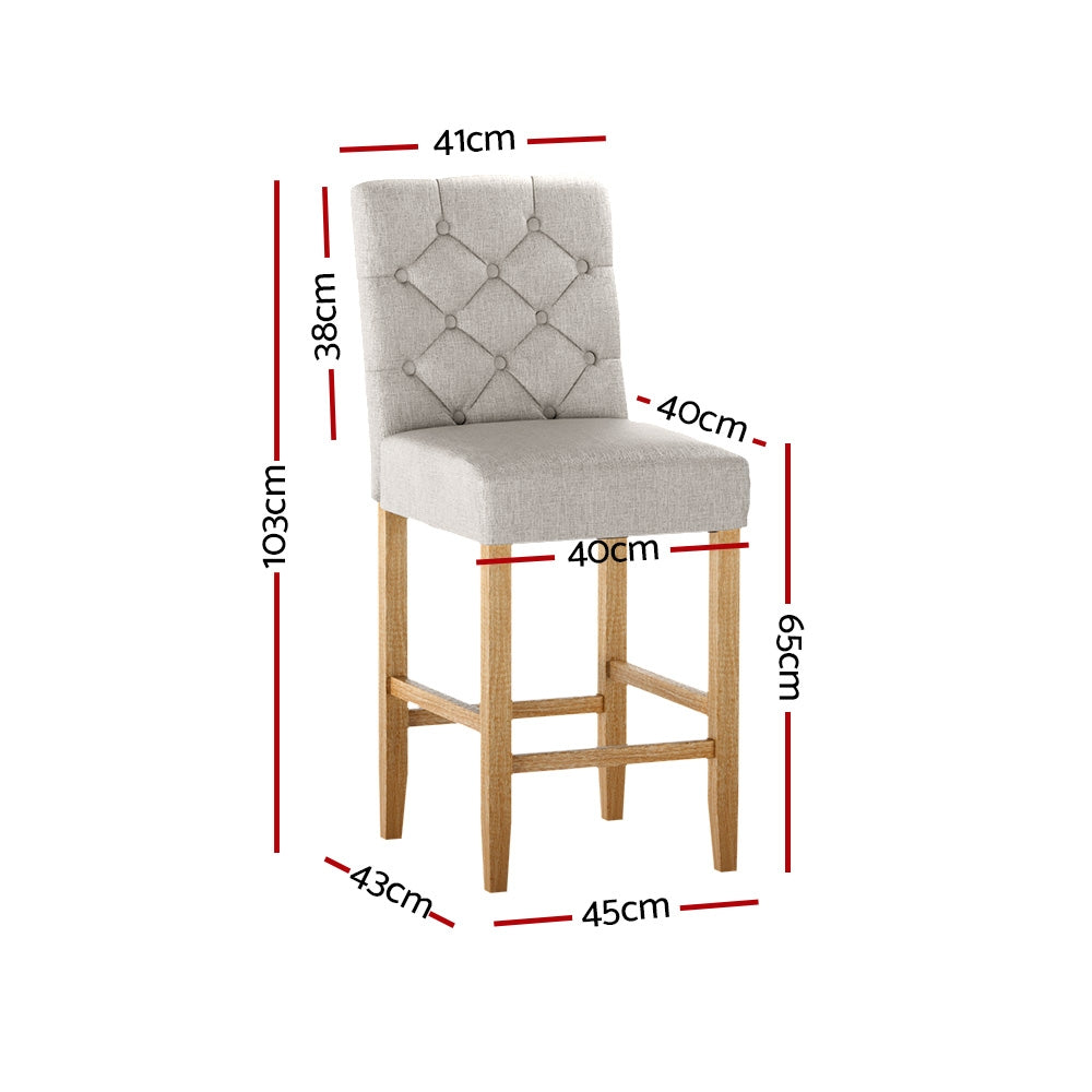 Artiss 2x Bar Stools Linen Upholstered Chairs - STripleB