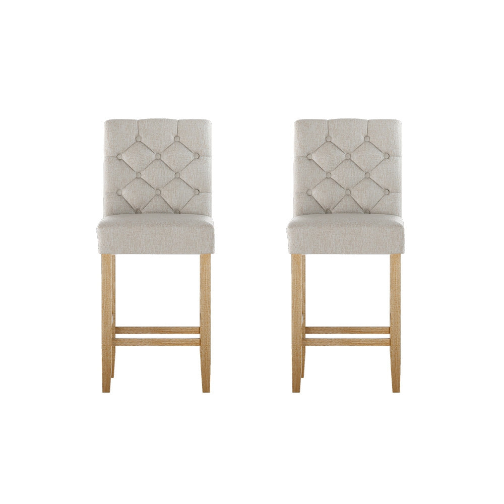 Artiss 2x Bar Stools Linen Upholstered Chairs - STripleB