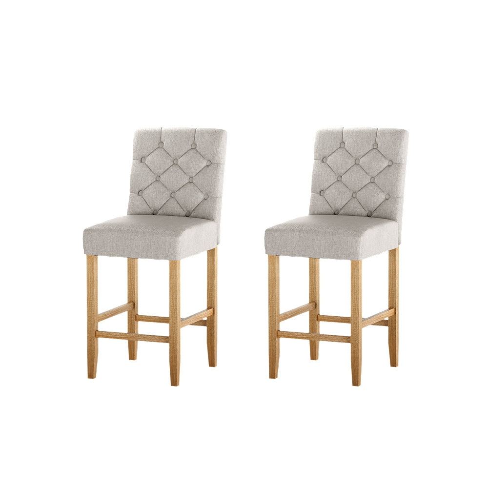 Artiss 2x Bar Stools Linen Upholstered Chairs - STripleB
