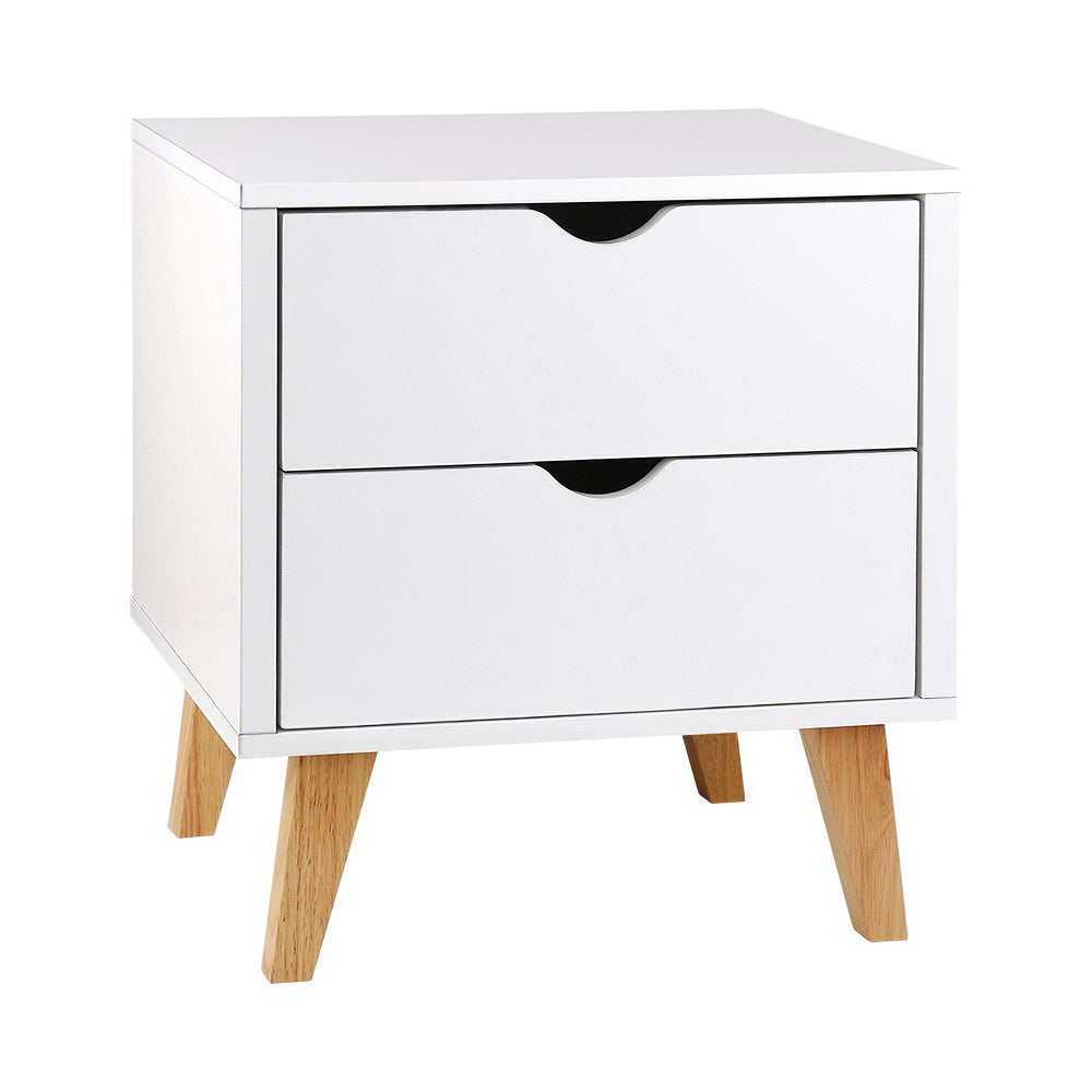 Artiss Bedside Table 2 Drawers - ANDERS White - STripleB
