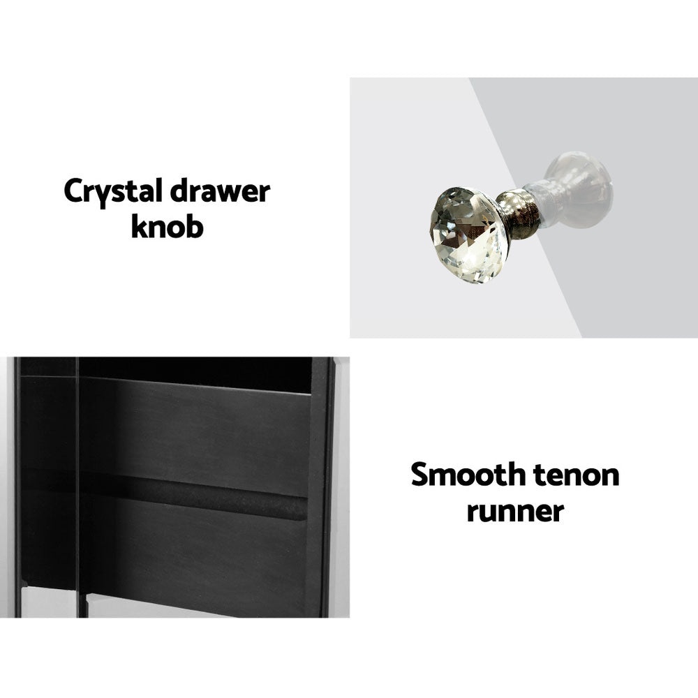 Artiss Bedside Table 3 Drawers Mirrored - QUENN Silver - STripleB