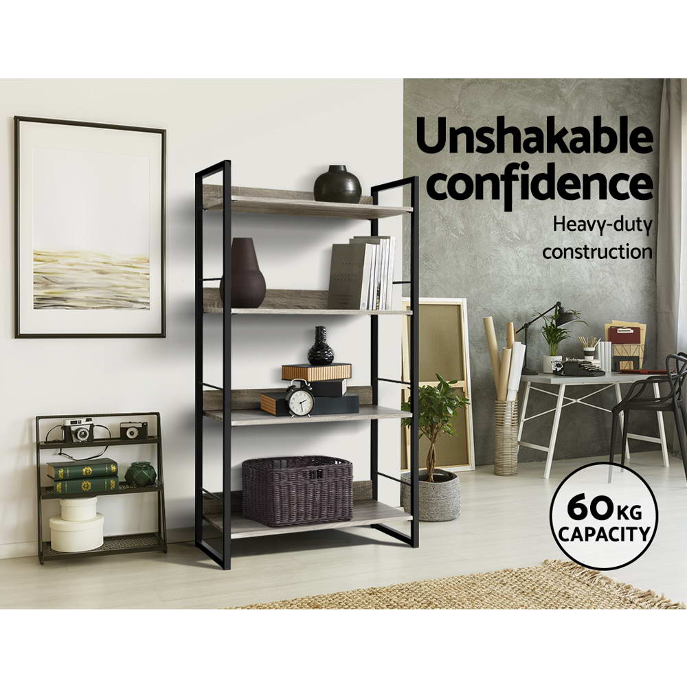 Artiss Bookshelf 4 Tiers - NOE Black and Oak - STripleB