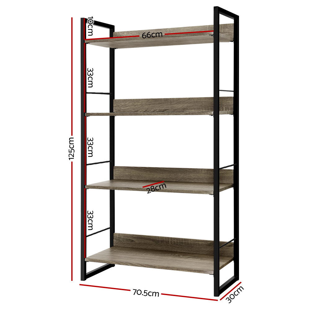 Artiss Bookshelf 4 Tiers - NOE Black and Oak - STripleB