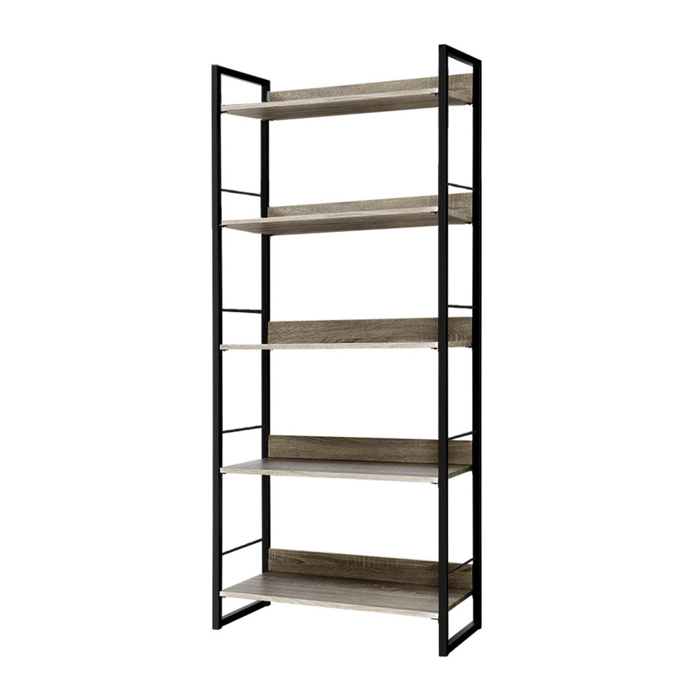 Artiss Bookshelf 5 Tiers - NOE Black and Oak - STripleB