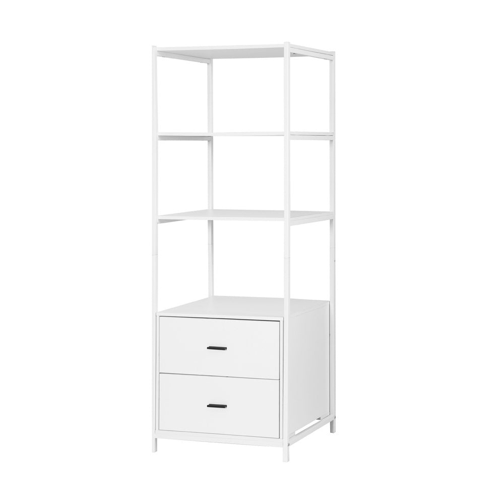 Artiss Bookshelf Display Shelf 2 Drawers 152CM White - STripleB