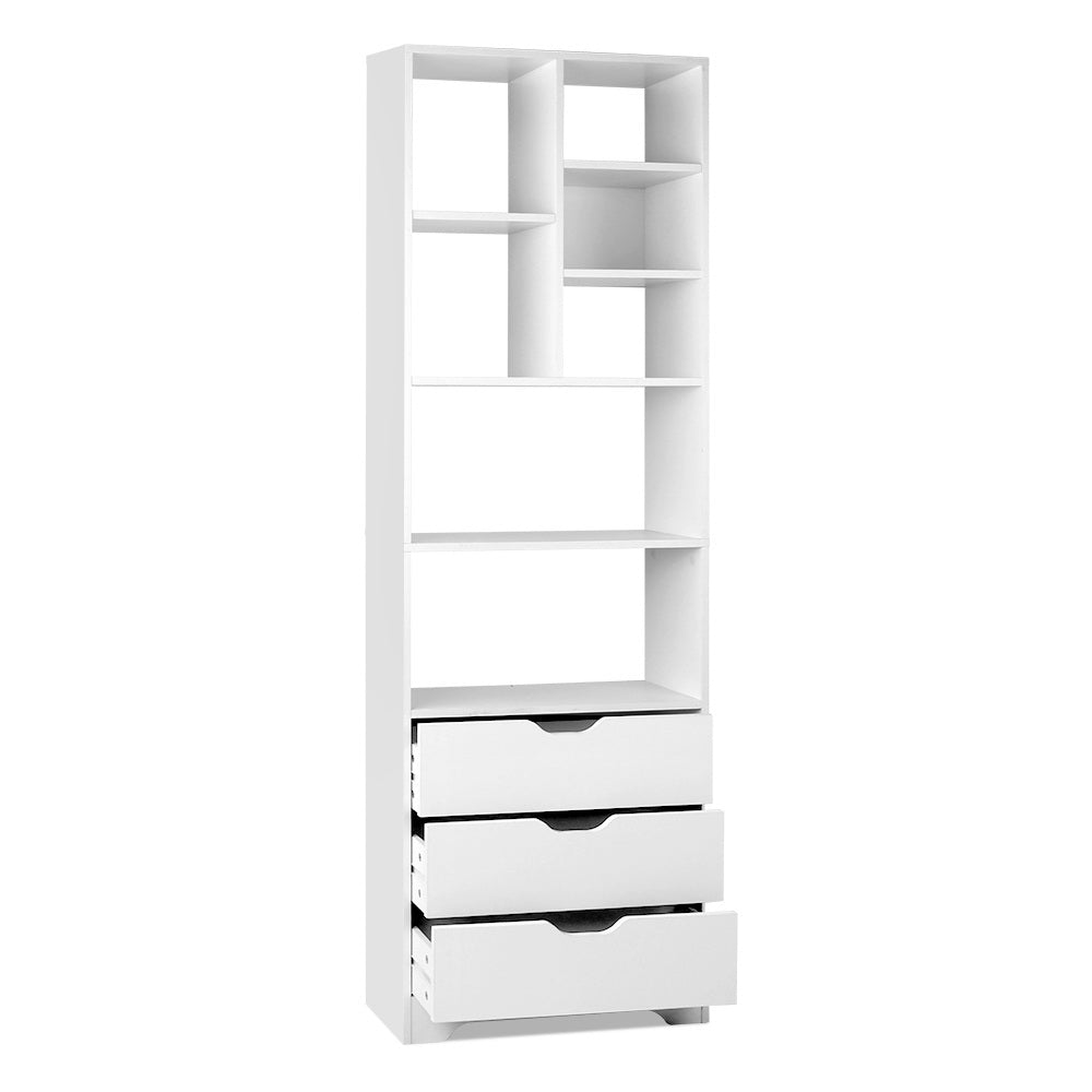 Artiss Bookshelf with Drawers - NANA White - STripleB