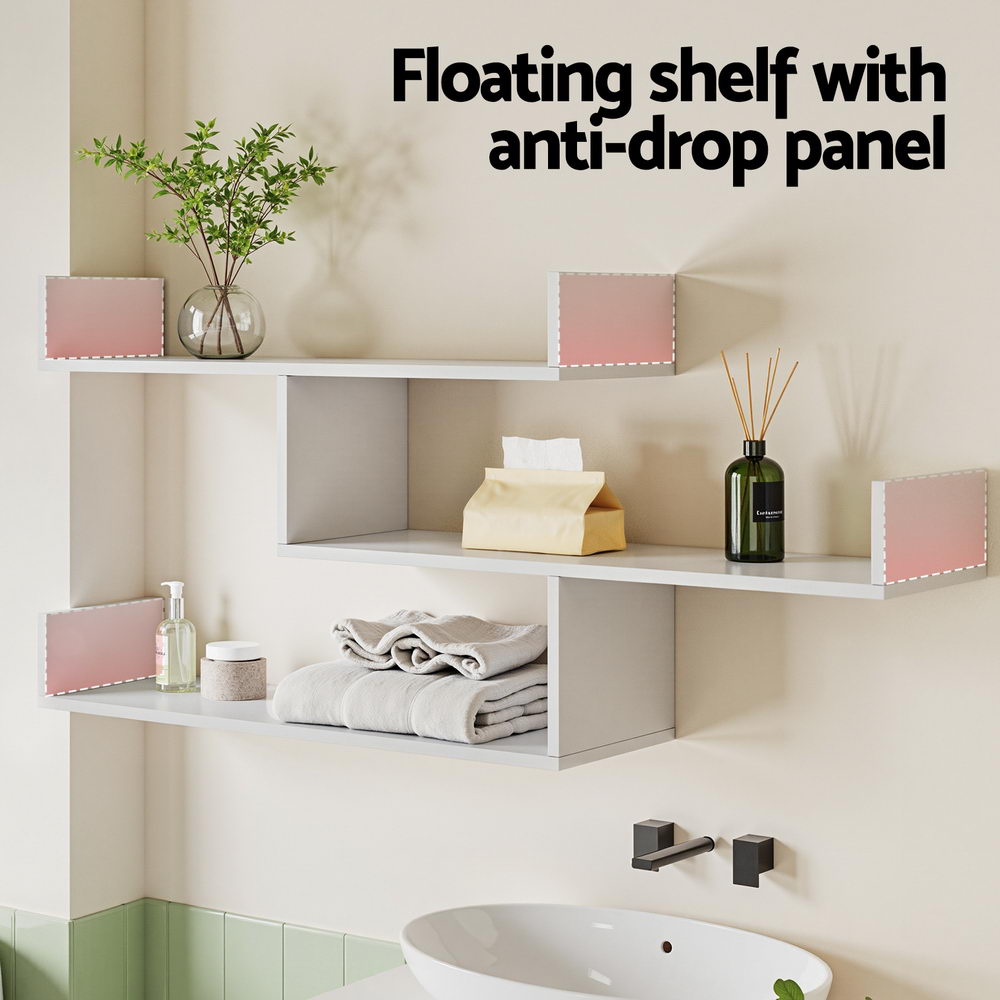 Artiss Floating Wall Shelf 3 Tier White - STripleB