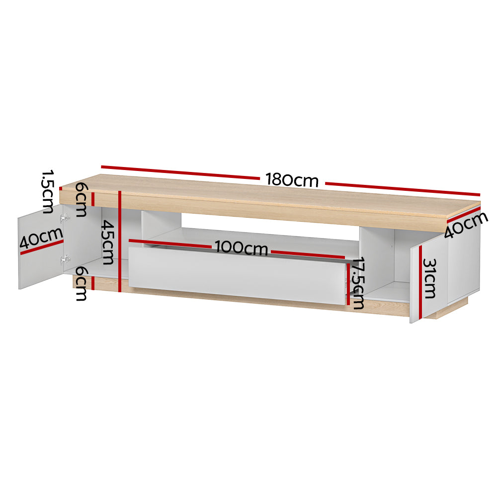 Artiss TV Cabinet Entertainment Unit Stand 180CM White Wood - STripleB