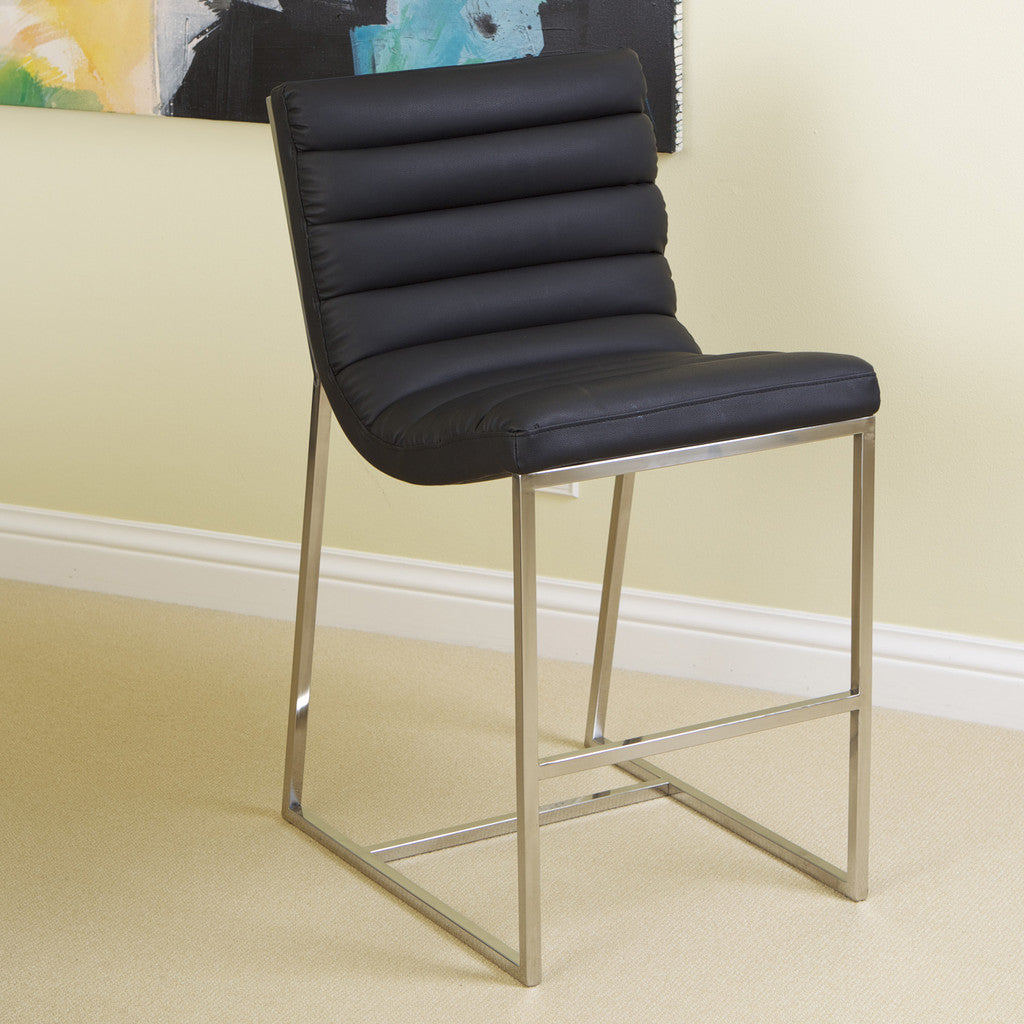 Auburn Modern Leather Bar Chair BarStool In Black - STripleB