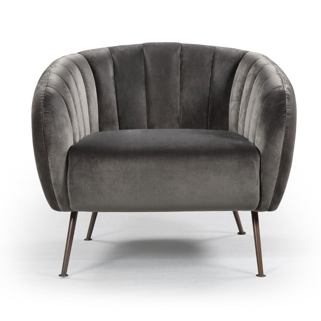 Monet Accent Chair - Slate Velvet upholstery with Bronze Metal legs - 6 Colours - STripleB