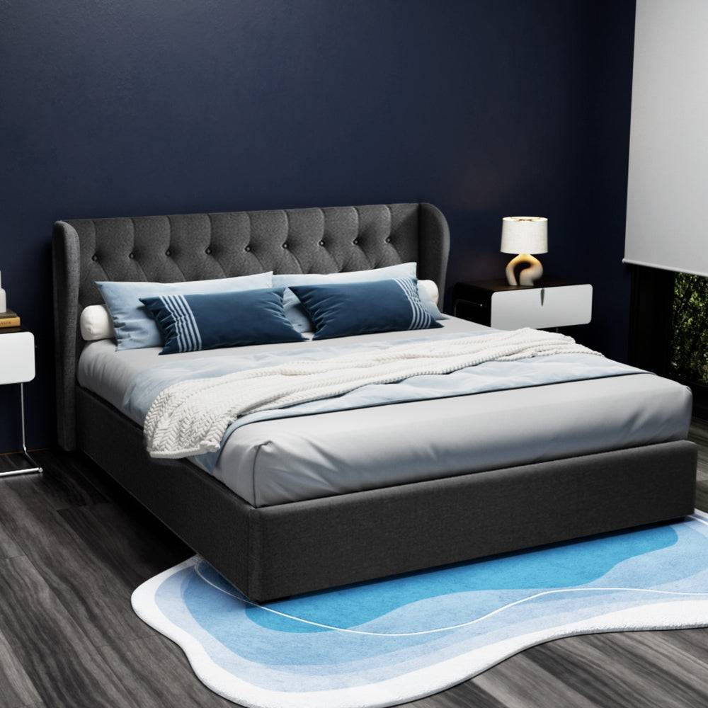 King Size - Bed Frame Gas Lift - Charcoal - STripleB