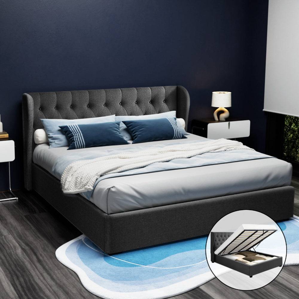 King Size - Bed Frame Gas Lift - Charcoal - STripleB
