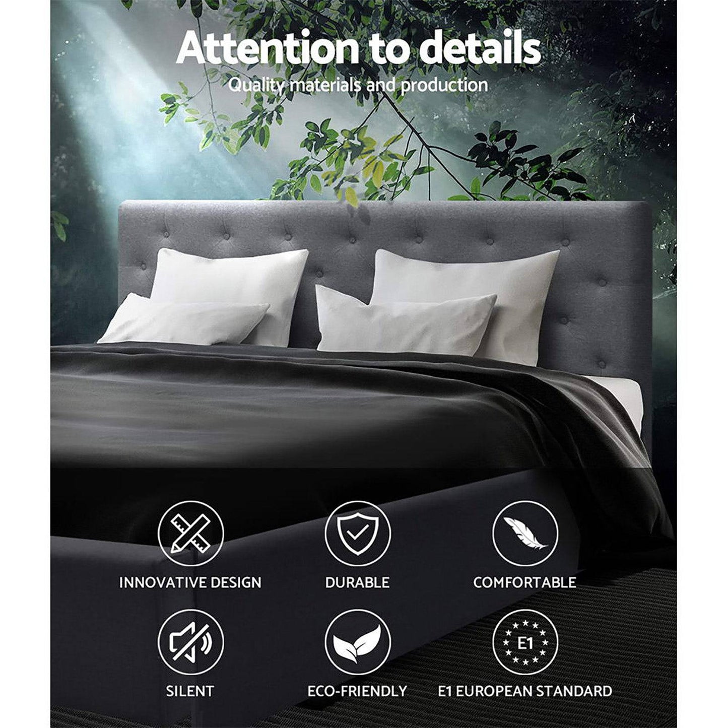 Queen Size - Bedframe - Gas Lift - Grey - STripleB