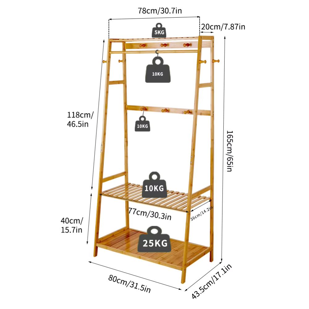 Bamboo Garment Rack for Heavy-Duty Clothing Storage - STripleB