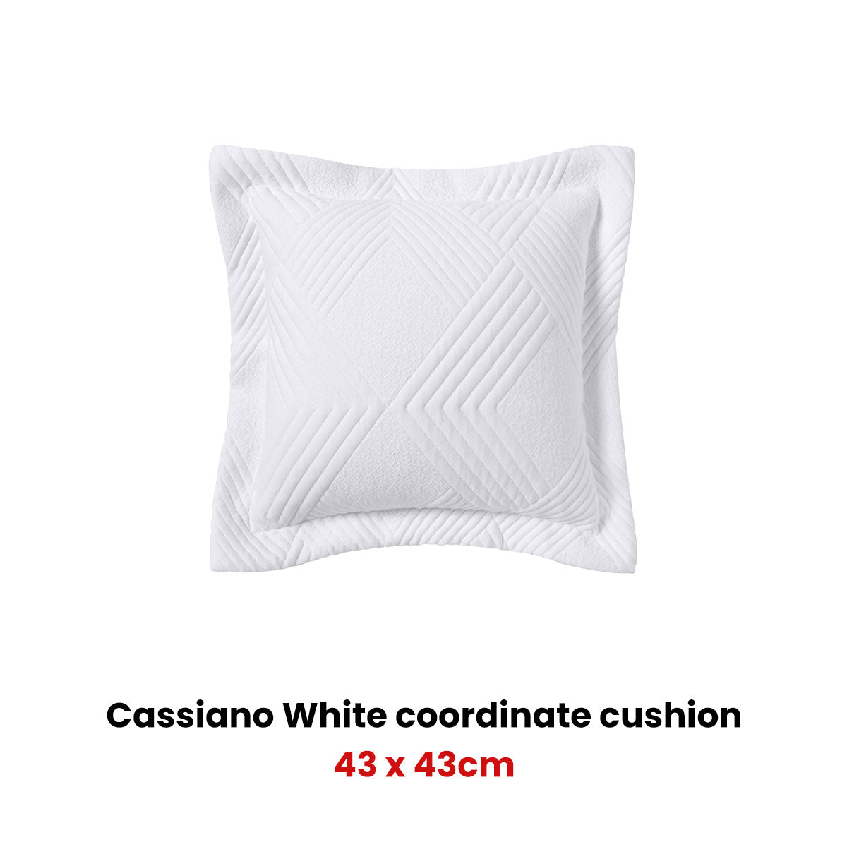 Bianca Cassiano White Square Filled Cushion 43 x 43cm - STripleB