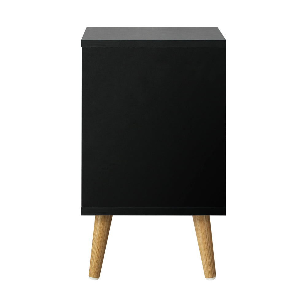 Black Bedside Tables with Air Gap Handle and 2 Drawers - STripleB