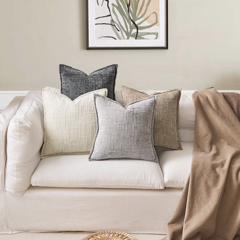 Black - Chenille Crosshatch Textured Pillow Covers - Set of 2 - STripleB